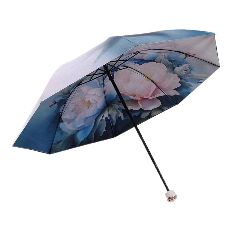 宝丽姿双层防晒太阳伞三折加大伞面便携防紫外线双面花晴雨两用伞