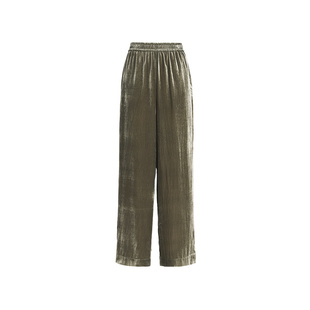 ZHUCHONGYUN冬季简约时尚轻柔丝光绒面宽松直筒长裤子