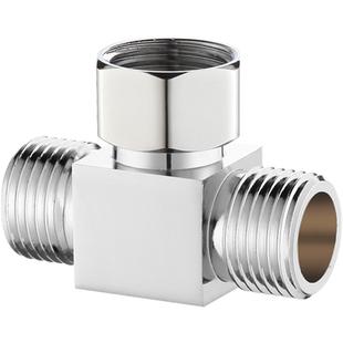 全铜加厚带活接三通角阀一进二出4分外牙转接口分水器分水阀接头