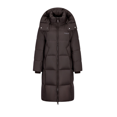 雅鹿长款咖色羽绒服女款