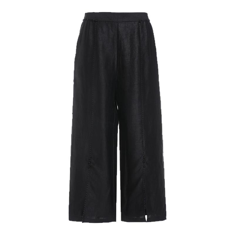 乔万尼2026夏新品重磅真丝香云纱阔腿裤复古中式气质设计EM2F838