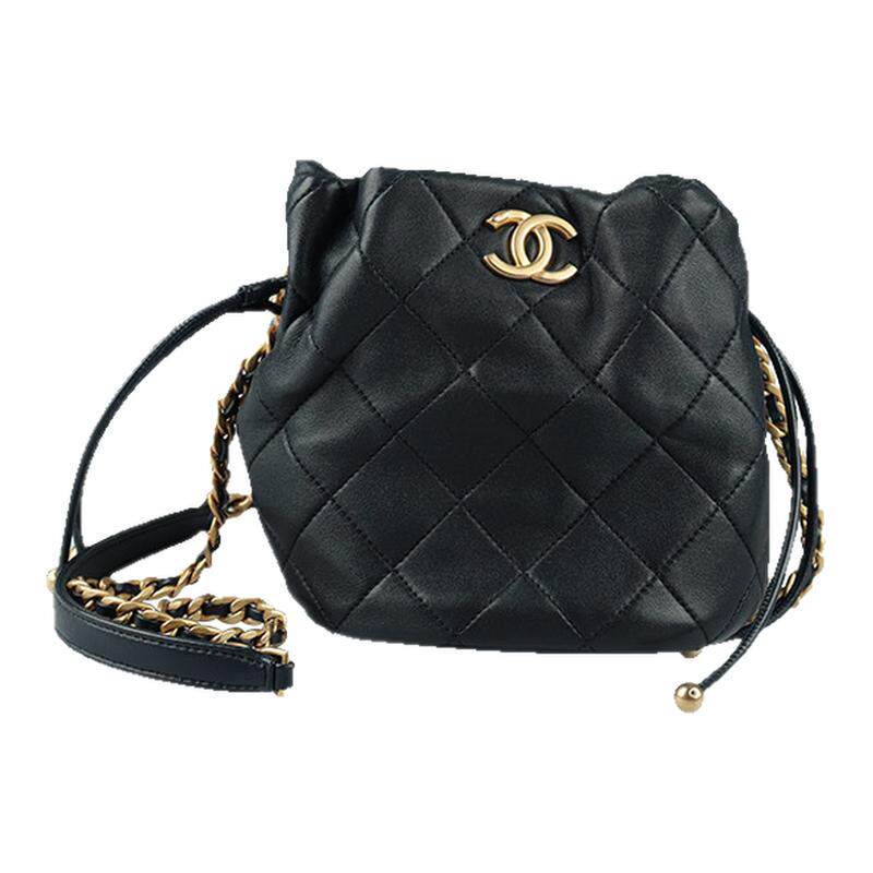 CHANEL(香奈儿)皮穿链抽绳水桶包