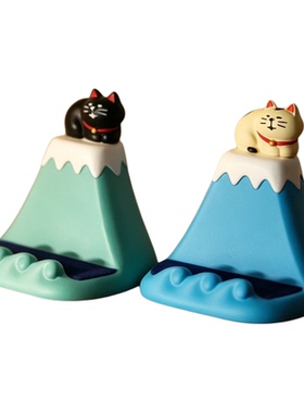 日式富士山招财猫手机座平板支架