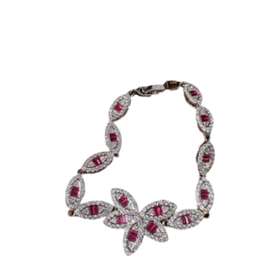 帕帕拉恰胭脂粉花瓣宝石项链 苏富比 镀18K金 贵妃粉花朵锆石手链