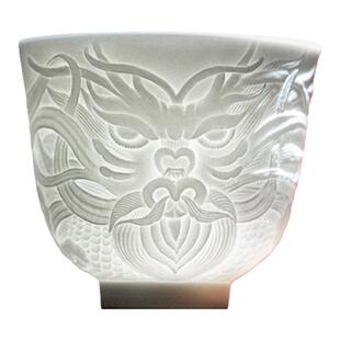 三勤堂雕刻龙纹浮雕单杯主人杯景德镇品茗杯茶杯个人专用功夫茶具