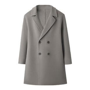 HLA/海澜之家轻商务经典系列大衣25秋冬新平驳领纯羊毛保暖外套男