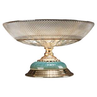 轻奢高脚玻璃果盘茶几装饰水果盘圆形酒店吧台糖果零食收纳展示盘