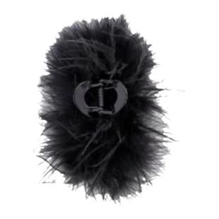 新款气质高级感鸵鸟毛头饰增发量黑色羽毛抓夹大号女纯欲风鲨鱼夹