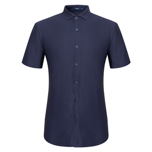 BONI/堡尼新品商务短袖衬衫时尚修身男衬衣休闲条纹上衣GN367B22B