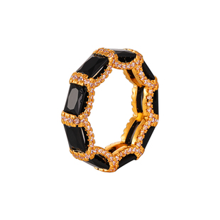 黑色玛瑙戒指女轻奢小众设计师中古高级感复古夸张个性宝石食指环