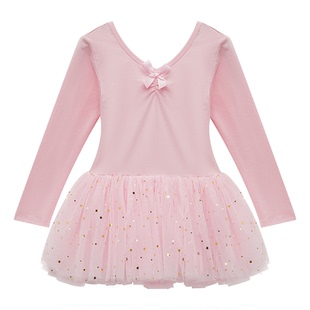 儿童舞蹈服长袖芭蕾舞裙女童跳舞演出服秋冬季中国舞服艺考连衣裙