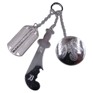 谢家银匠99足银宝宝婴儿梳子关刀小镜八卦十二生肖