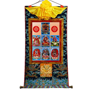 宁玛三根本护法唐卡家用玄关一髻佛母装饰画喇呼拉室内画像现货