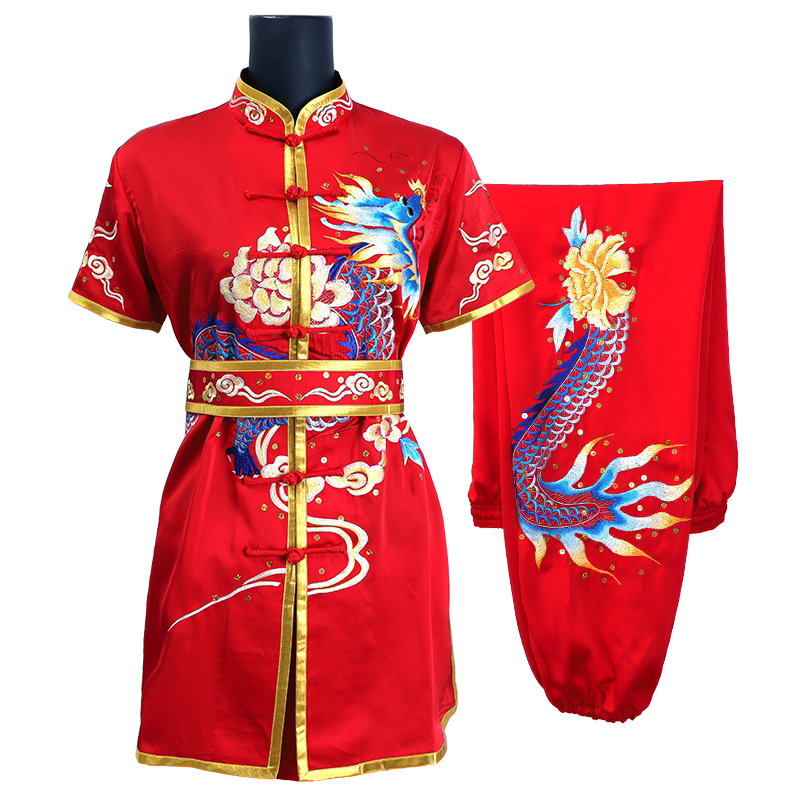 亨通夏季红色武术表演服定制款