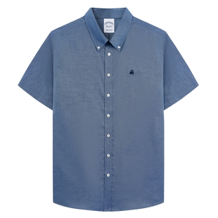 Brooks Brothers/布克兄弟男士26夏新品牛津纺刺绣logo短袖衬衫