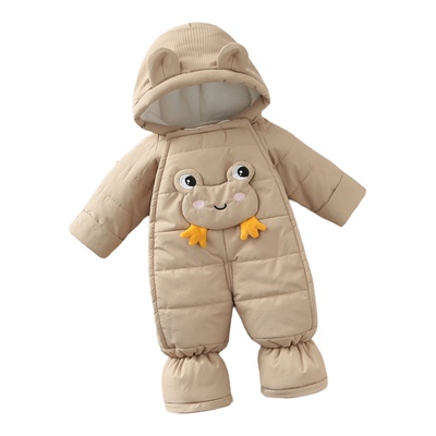 宝宝冬季夹棉连体防风衣外出服