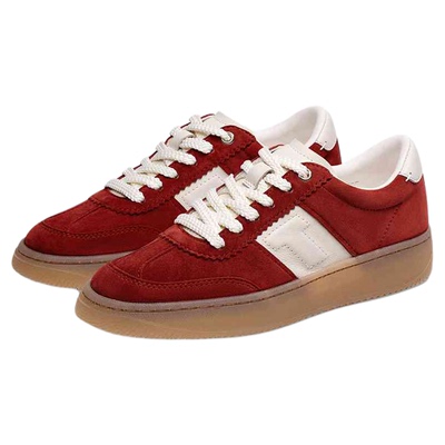 张婧仪美洋同款糖果德训蹀愫薄底增高3.5运动鞋休闲板鞋红色鞋子