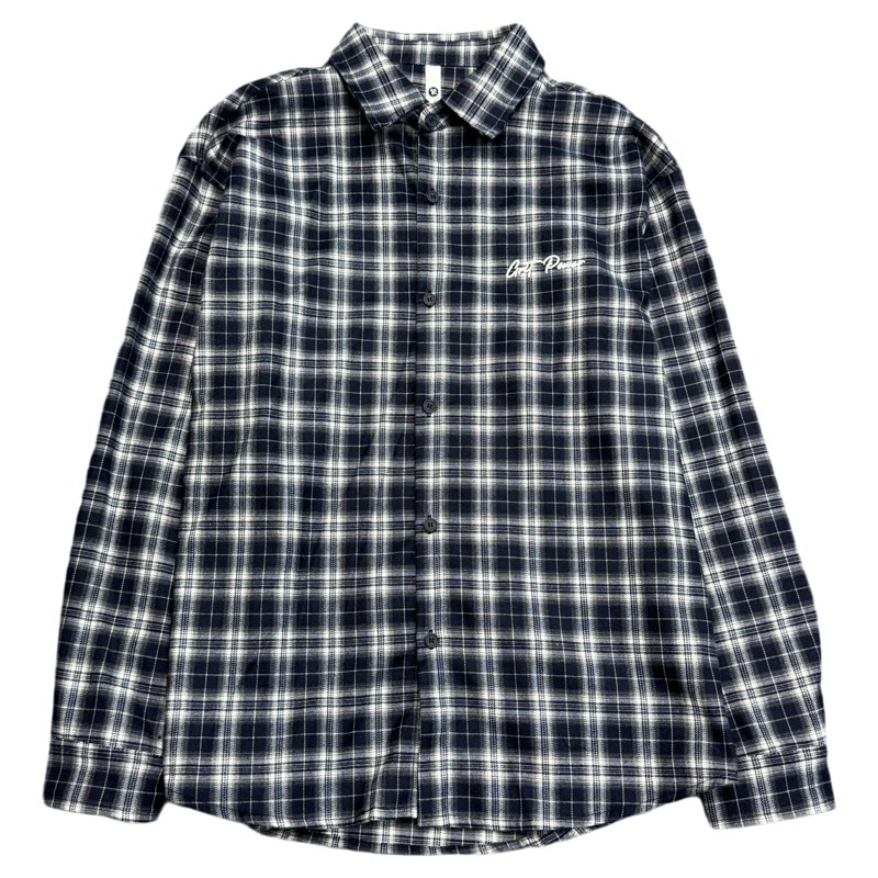 春秋款日系叠穿复古刺绣翻领格子衬衫男士长袖休闲衬衣外套潮情侣
