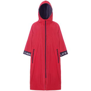 aquaplay红色潜水斗篷防风防寒服保暖游泳浴袍冲浪服潜水外套