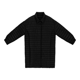 南北贝'排骨棉服'黑色长款外套女冬季加厚保暖过冬横纹纯色极简风