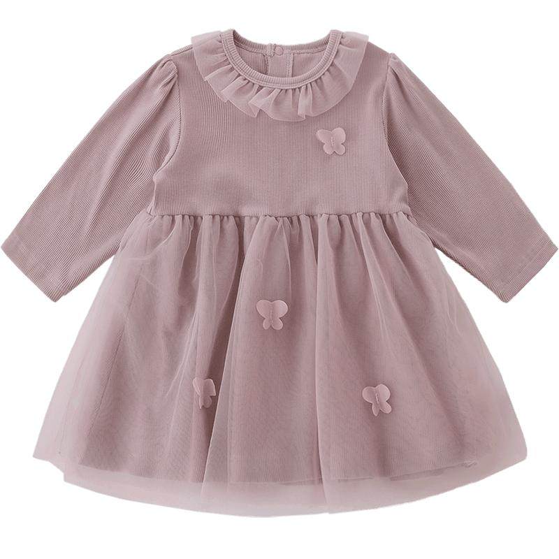 女宝宝连衣裙春季莫代尔网纱裙春秋婴幼儿蓬蓬裙儿童春装女童裙子