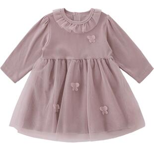 女宝宝连衣裙春季莫代尔网纱裙春秋婴幼儿蓬蓬裙儿童春装女童裙子