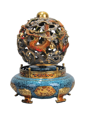 必禧利全黄铜中式五龙转运珠