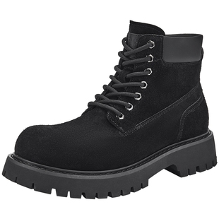 热风男鞋2025年冬季新款户外休闲工装靴厚底马丁靴子男款鞋子短靴