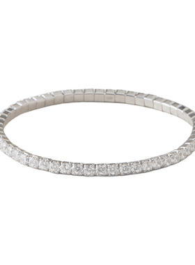 素图满钻弹力手链925银简约精致小众高级感手饰女轻奢送女友礼物