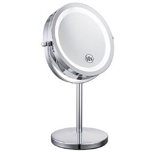 双面镜子三倍5倍10倍放大化妆镜台式led带灯可升降调节高度梳妆镜