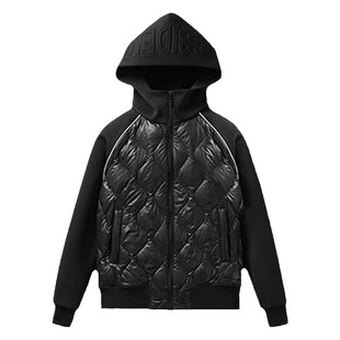 雪中飞鸭绒羽绒服男女时尚短款轻薄外套菱格纹绗缝羽绒衣针织卫衣