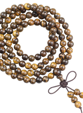 虎皮檀木手串108颗佛珠批发虎斑木6/8MM文玩木质男女情侣手链饰品