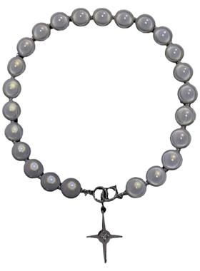 27Studio 极简夸张反光荧光珍珠小众凹造型十字架项链短链choker