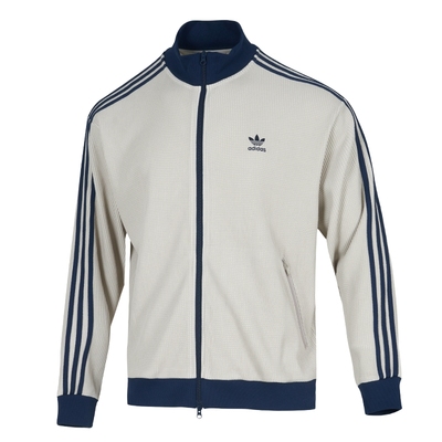 adidas阿迪达斯秋三叶草男针织华夫格立领运动宽松夹克外套KC2618