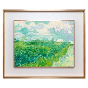 梵高-奥维尔的绿色麦田版画现代简约客厅装饰画餐厅书房轻奢挂画