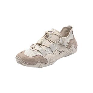 Jeep女鞋美式复古慢跑鞋一脚蹬休闲运动鞋2025春夏透气百搭德训鞋