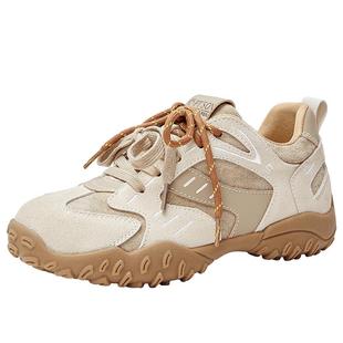 百田森加绒休闲鞋运动鞋女鞋2025新款老爹鞋软底不累脚防滑德训鞋