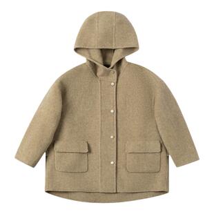 OPCP女童双面羊绒大衣秋冬新款儿童羊毛呢子外套男童英伦风小短款