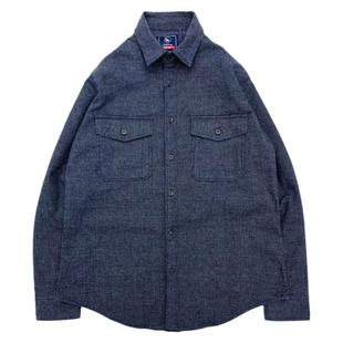 日系复古含羊毛厚毛呢衬衫男千鸟格秋冬保暖衬衣工装宽松休闲外套