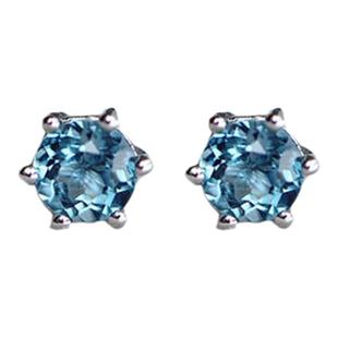 天然伦敦蓝托帕石耳钉S925白金养耳洞男女日常情侣小巧迷你耳饰女