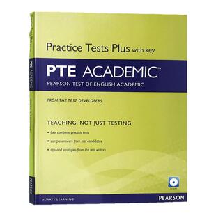 PTE学术英语考试真题练习册 英文原版 Practice Test Plus for PTE Academic 培生PTE 实战篇 4套真题含答案 附CD 英文版进口书籍