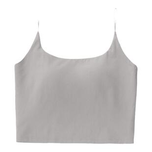 极简纯色短款上衣夏内搭外穿一体带胸垫背心女抹胸方圆领吊带细带