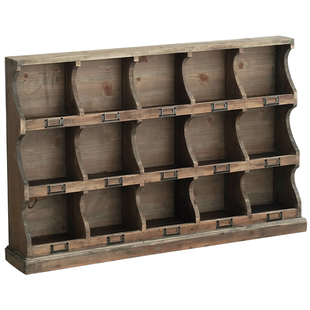 润家家居复古实木桌面置物架做旧杯架多宝格收纳架展示架格子柜