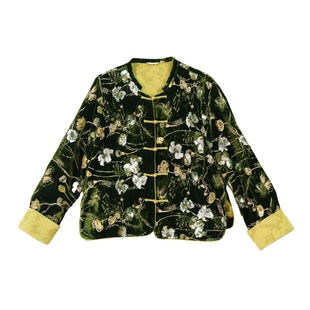 布符新中式「真丝丝绒法式刺绣弧摆开衩外套」2026年春季新品女装