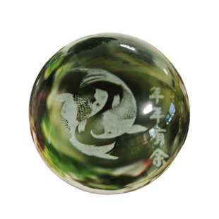 激光内雕发财鱼水晶球假山玻璃球雾化盆景茶盘转轮配件流水风水球