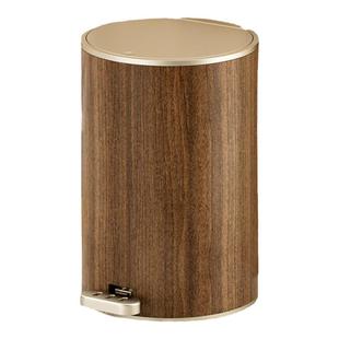 木纹垃圾桶家用客厅轻奢高档中古风带盖脚踩新中式复古办公室专用