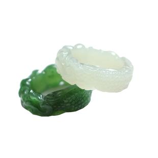 和田玉貔貅戒指定制白玉经典原创手工精雕男女款福寿如意碧玉指环