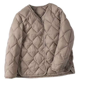 2025新款轻薄短款羽绒服女V领无领宽松大码休闲百搭中长款白鸭绒