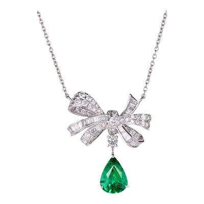 1.28克拉天然祖母绿宝石项链吊坠