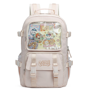 书包女生初中生二次元双肩包吧唧痛包高颜值小众潮流减负护脊背包
